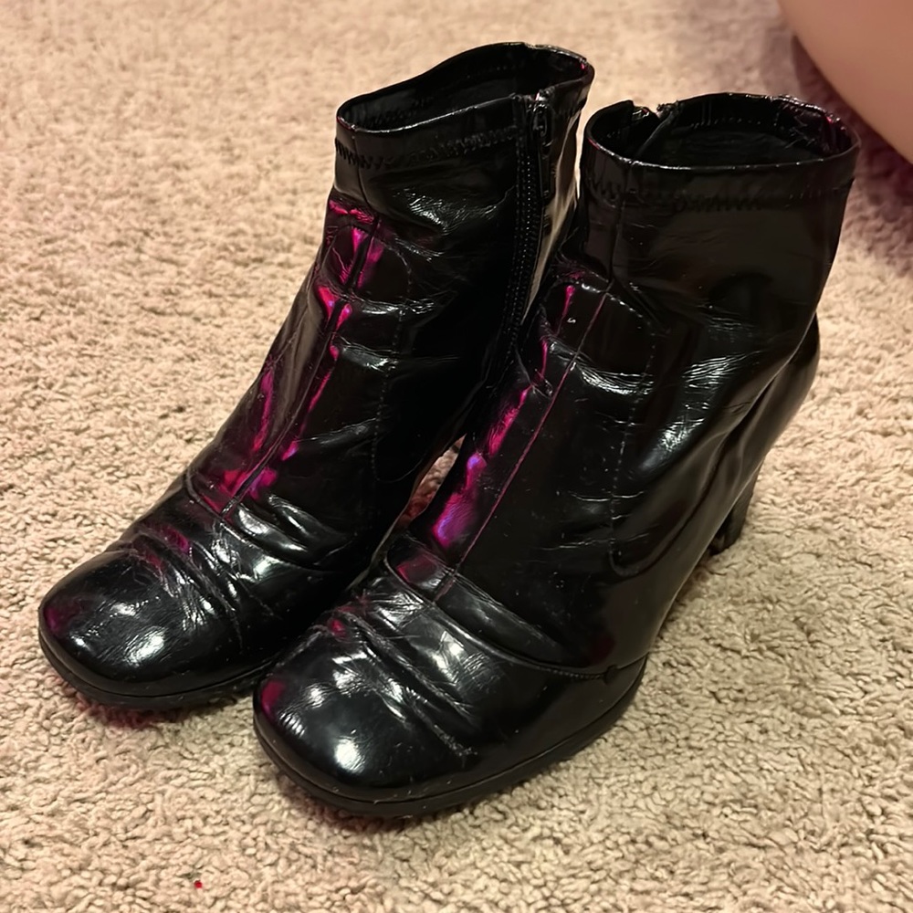 Ruby and Bloom Patent Leather Ankle Boots
